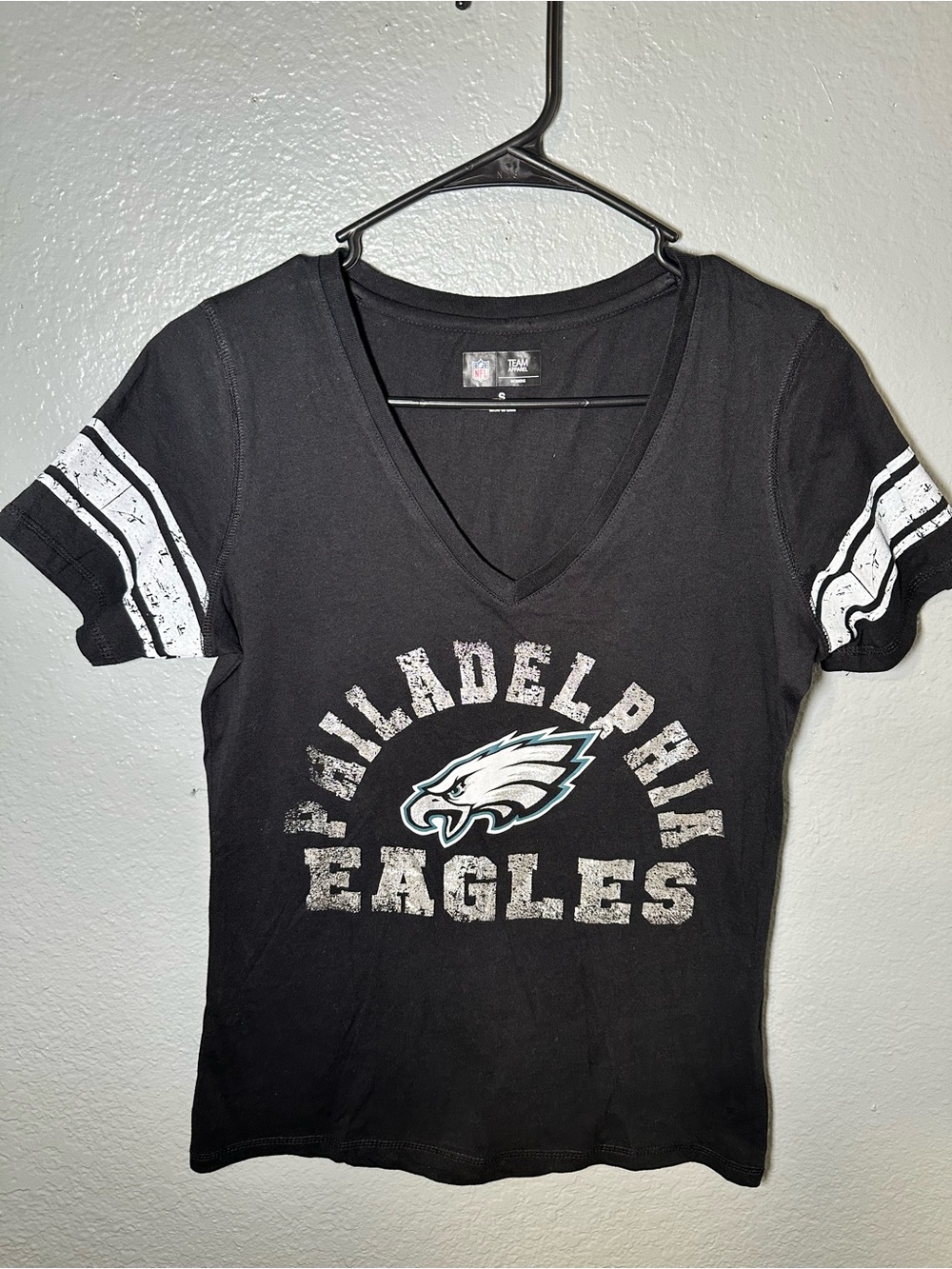 Philadelphia Eagles Women's Black V-Neck Tee by NFL Team Apparel
